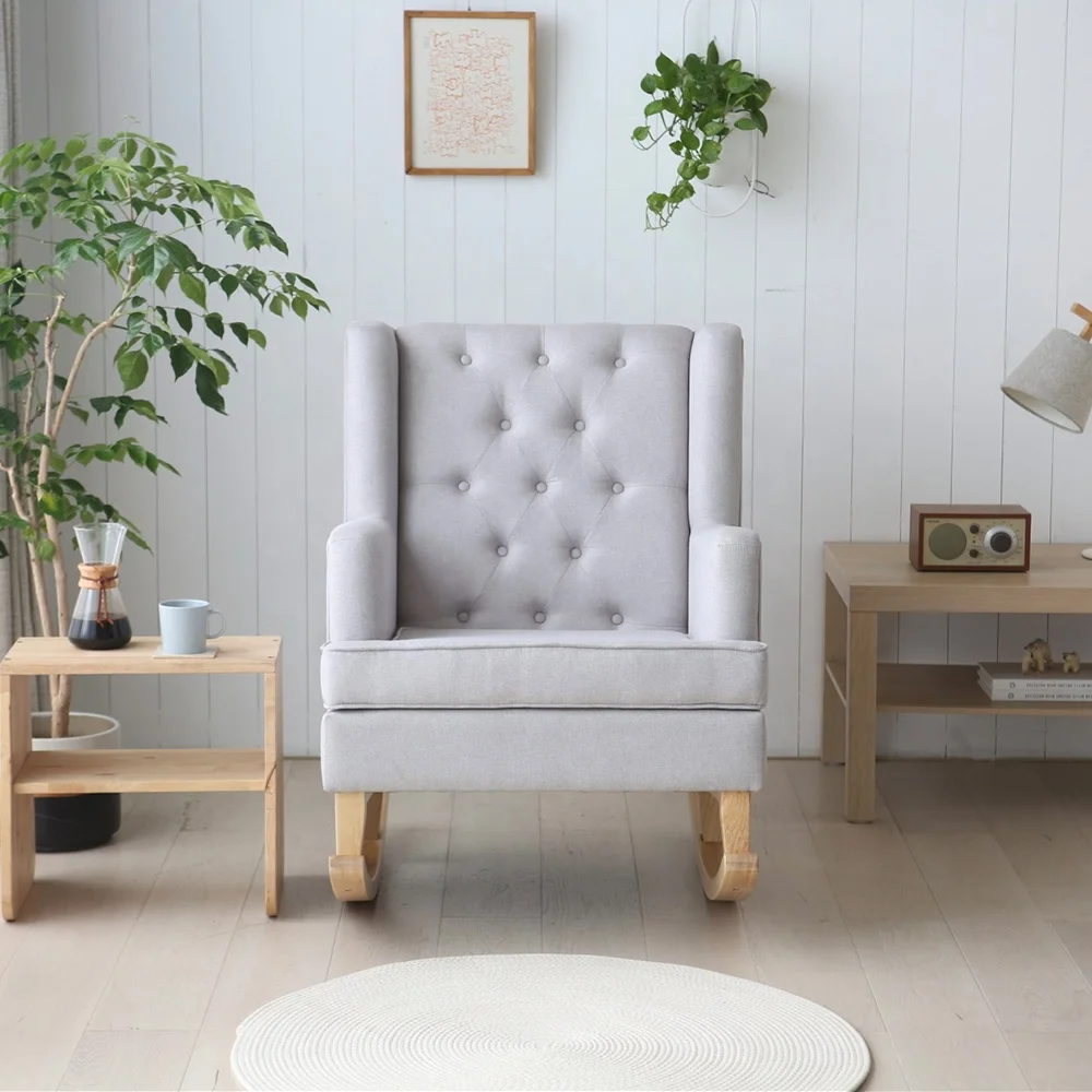 Custom Modern Boucle Nursery Glider Rocking Chair Rocker Pregnancy Maternity Breastfeeding Chair