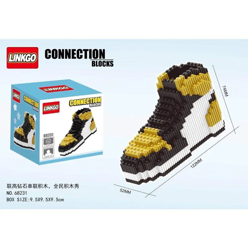 Blocs de construction de connexion de chaussures, Puzzle de chaussures Linkgo, bricolage assemblé en diamant, Mini figurine en brique, jouets pour enfants, cadeau d'anniversaire