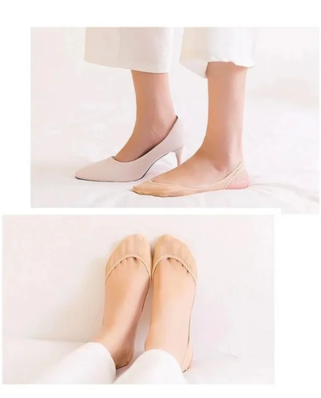 1 Pair Ultrathin Invisible Shallow Mouth Nonslip Silk Socks for High Heels Shoes Ice Silk Thin Half-Palm Suspender Sock Slippers