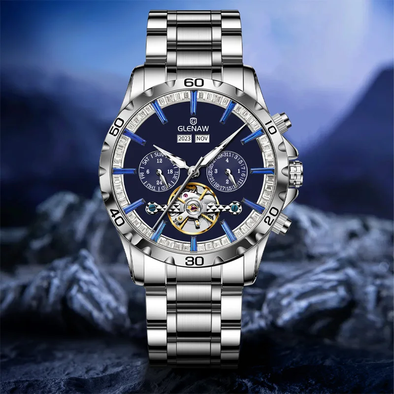 GLENAW Top Brand Luxury Watch Men Fashion Sport Men\'s Mechanical Wristwatches Casual Waterproof Automatic Watches Reloj Hombre