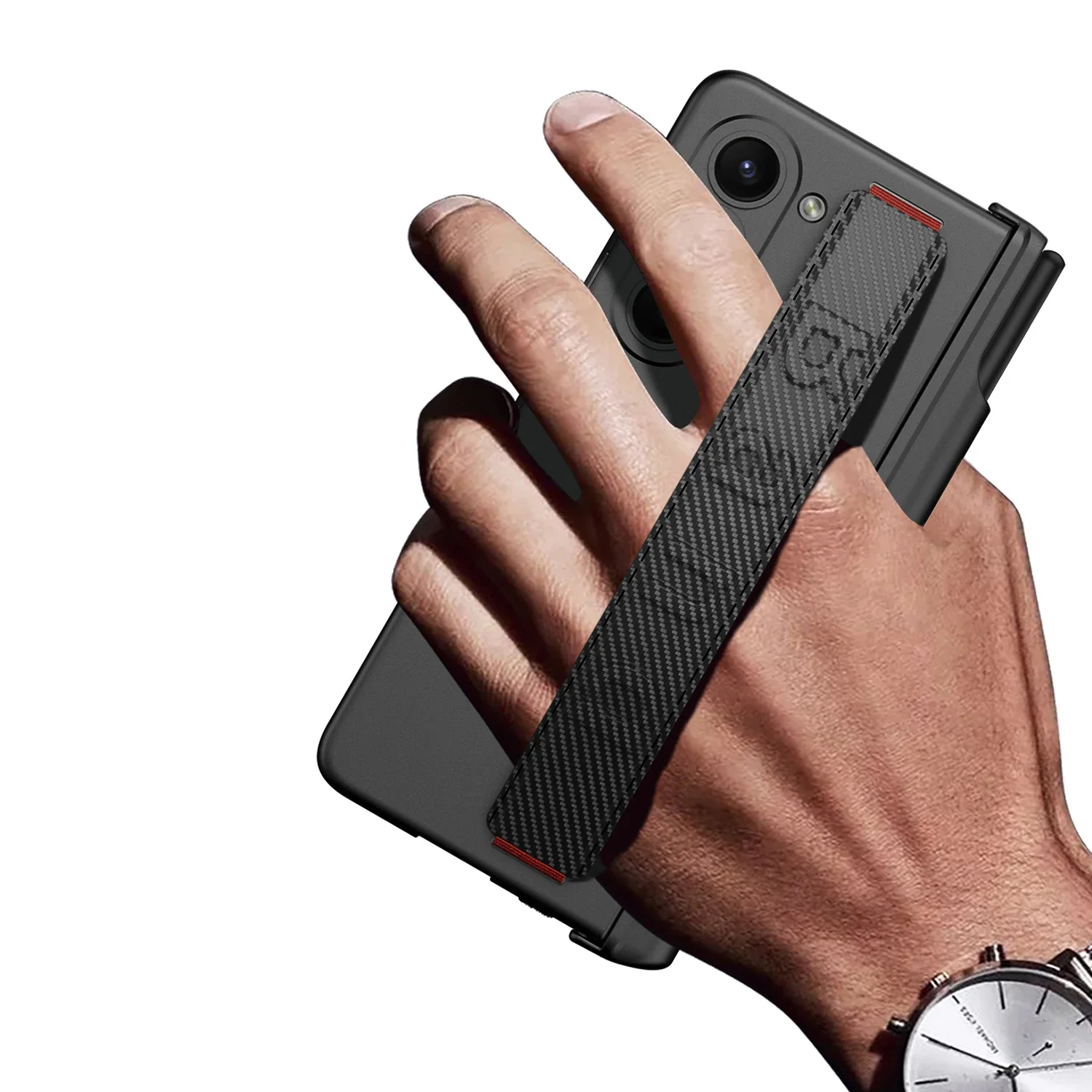 2024 New for the Samsung Fold5 wristband phone case Folding pen storage pen holder magnetic hinge case