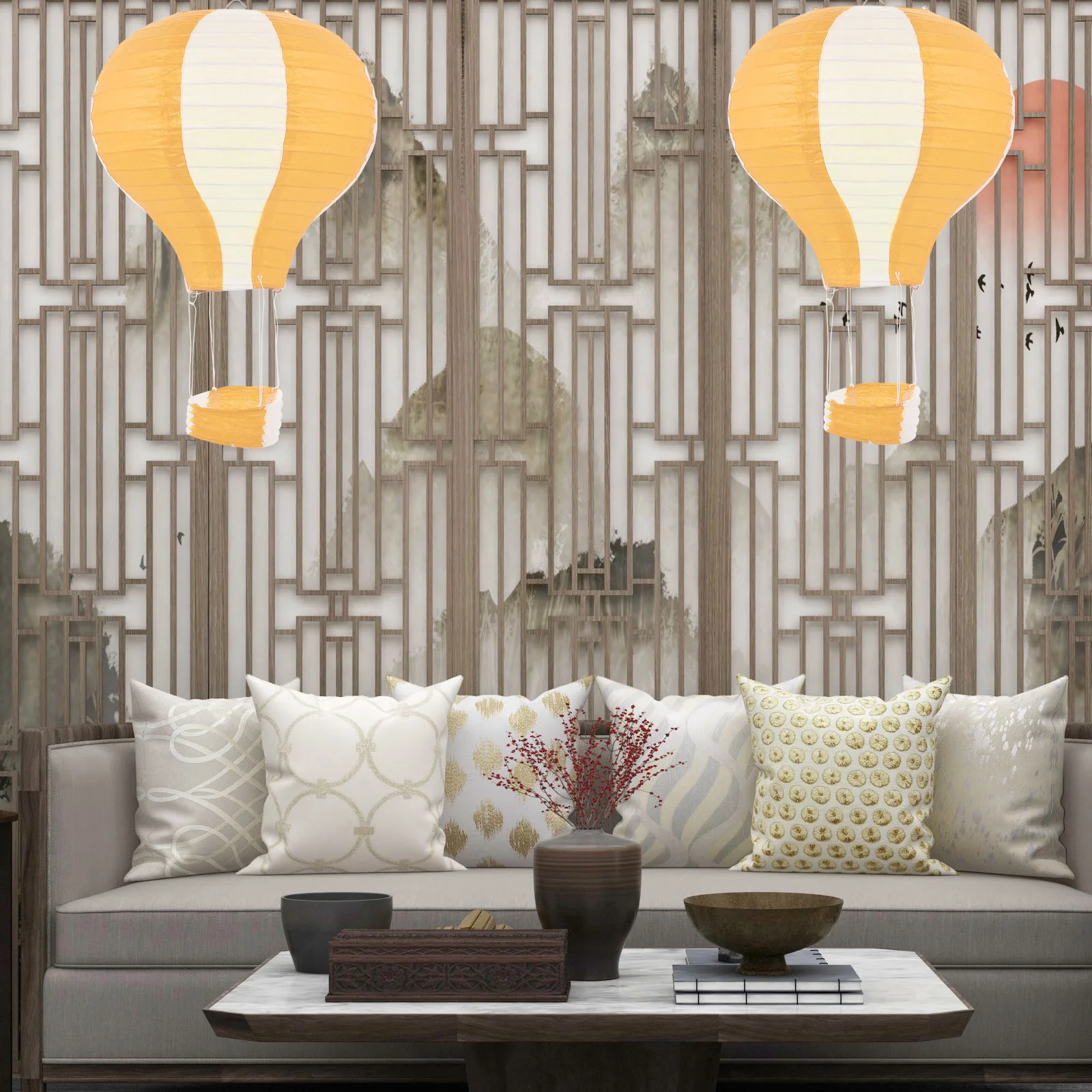 5Pcs Paper Lantern Decor Hanging Colorful Decorative Lantern Pendant Party Decoration Props Festival Hanging Paper Lanterns