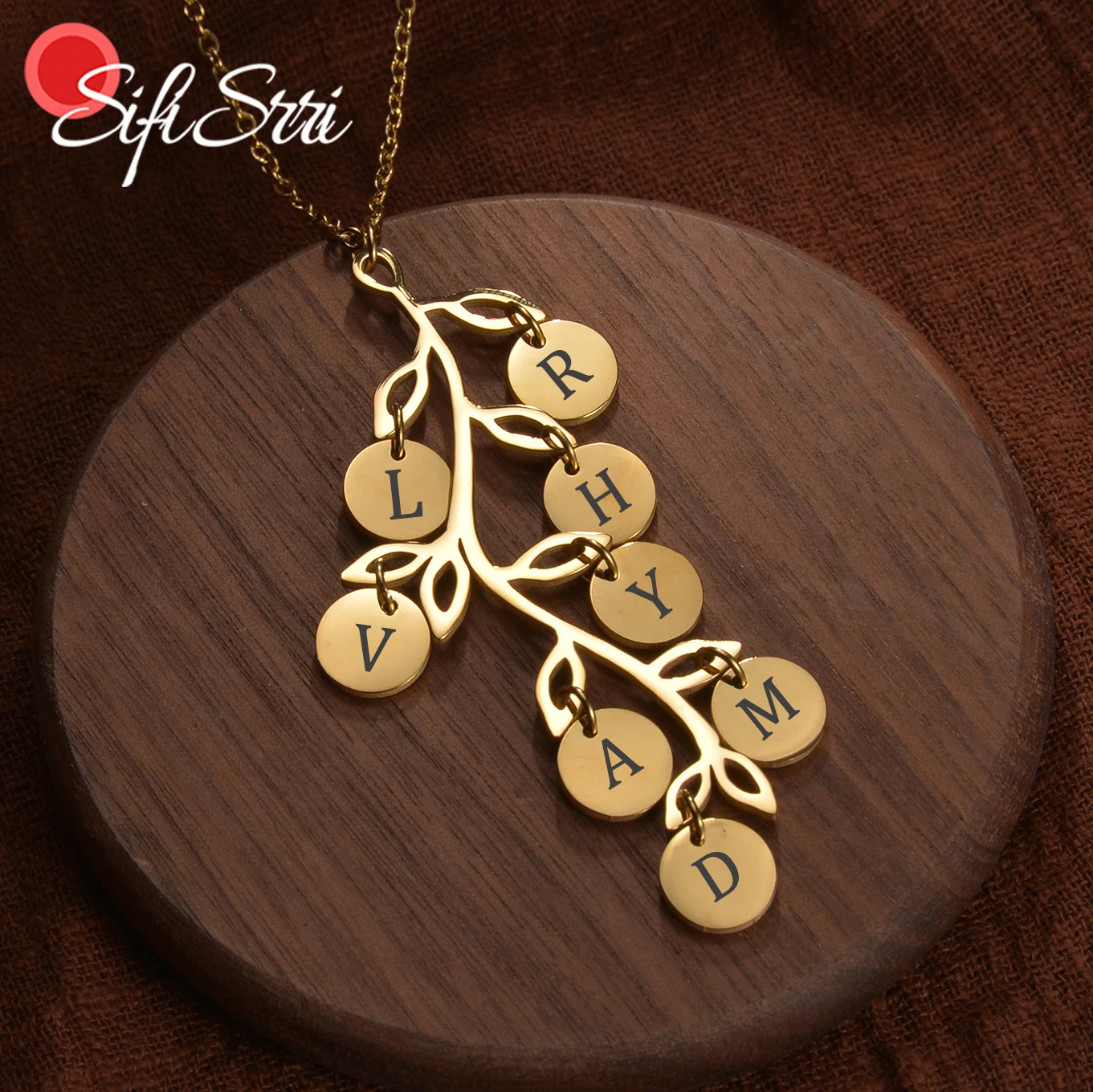 

Sifisrri Personalized Custom Family Lifetree Engrave Name Necklace for Women Stainless Steel Choker Link Chain Jewelry Gift