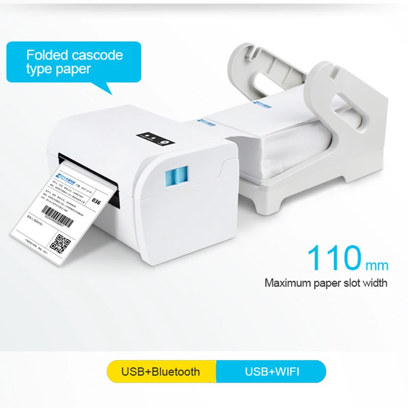 Impressora térmica do código de barras, etiqueta do transporte, Waybill expresso, QR Code, etiqueta Printer40, 110mm, USB, Bluetooth, WiFi, 4 \