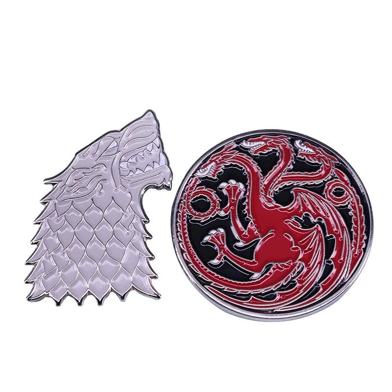 Movie Season 8 Throness House Stark Wolf Head Anime Lapel Pins Backpack Jeans Enamel Brooch Badges Fashion Jewelry Gifts