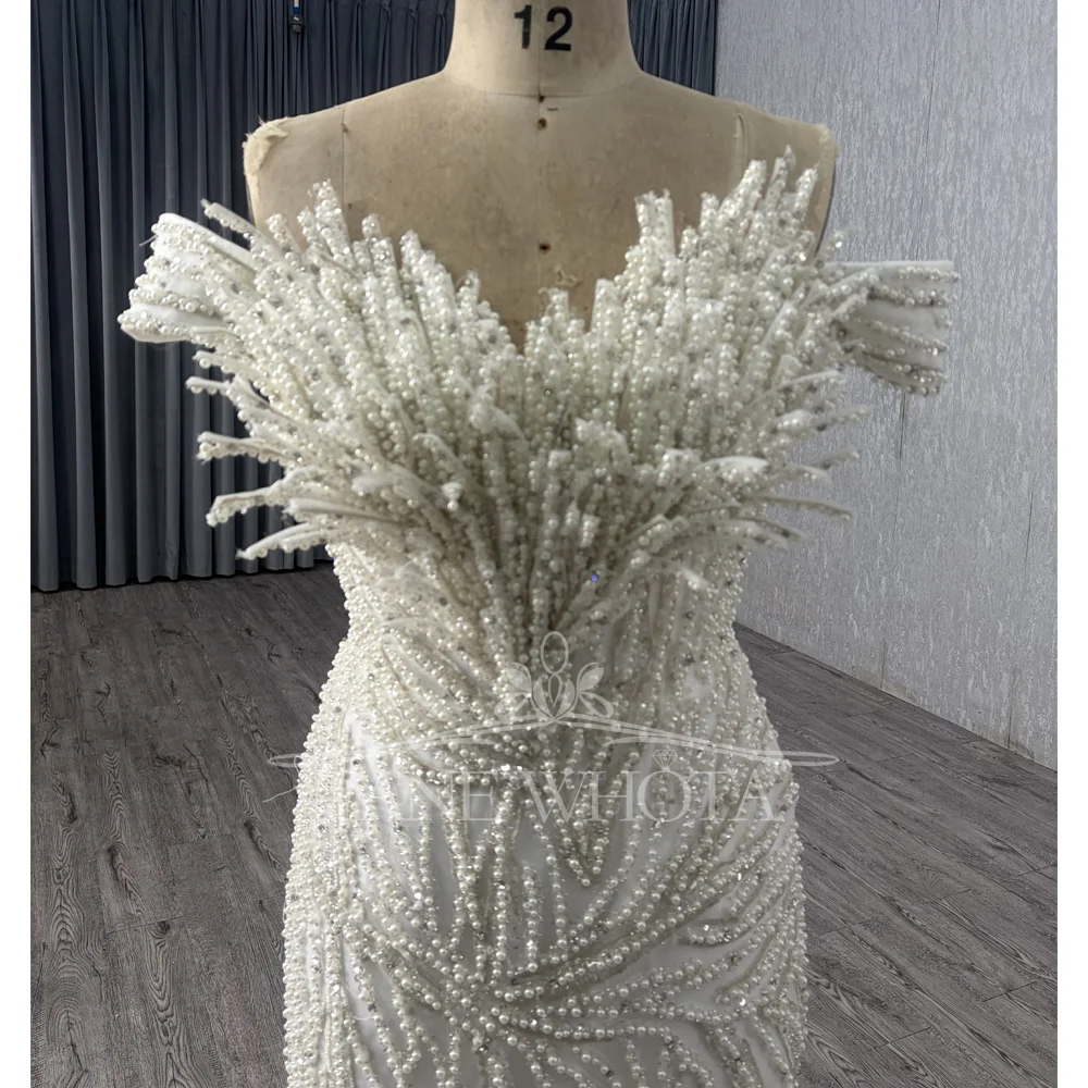 Gorgeous Bridal Dress Detachable Ruffles Sweetheart Off Shoulder Lace Up Back Beading Customized Wedding Dress