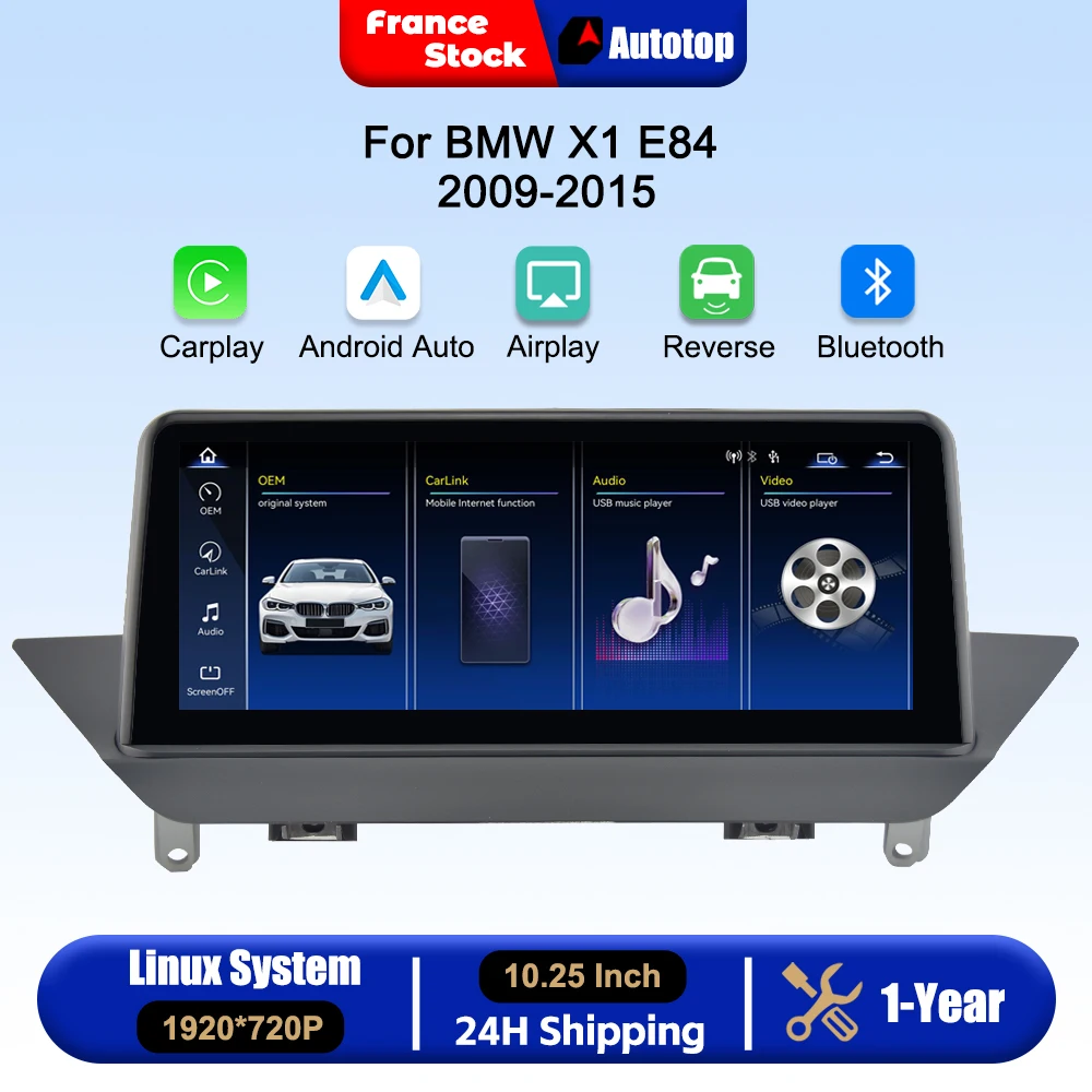 10.25 Inch Wireless Carplay Android Auto Car Radio For BMW X1 E84 CIC System No Original Screen 2009-2015 Multimedia Video Player Smart Touch Screen Car Intelligent Systems Airplay Autolink Mirror Link WiFi Bluetooth GPS Navigation