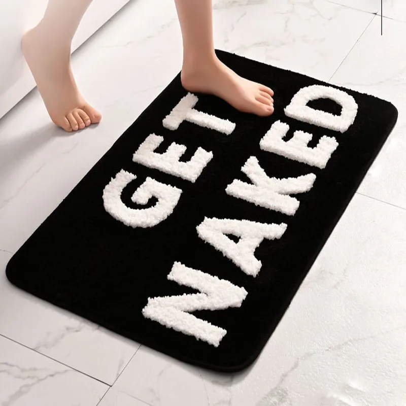 Soft Flocking Floor Mat Bathroom GET NAKED Absorbent Quick Drying Foot Mat Door Mat Entrance Doorway Tufted Carpet Non-Slip Mats