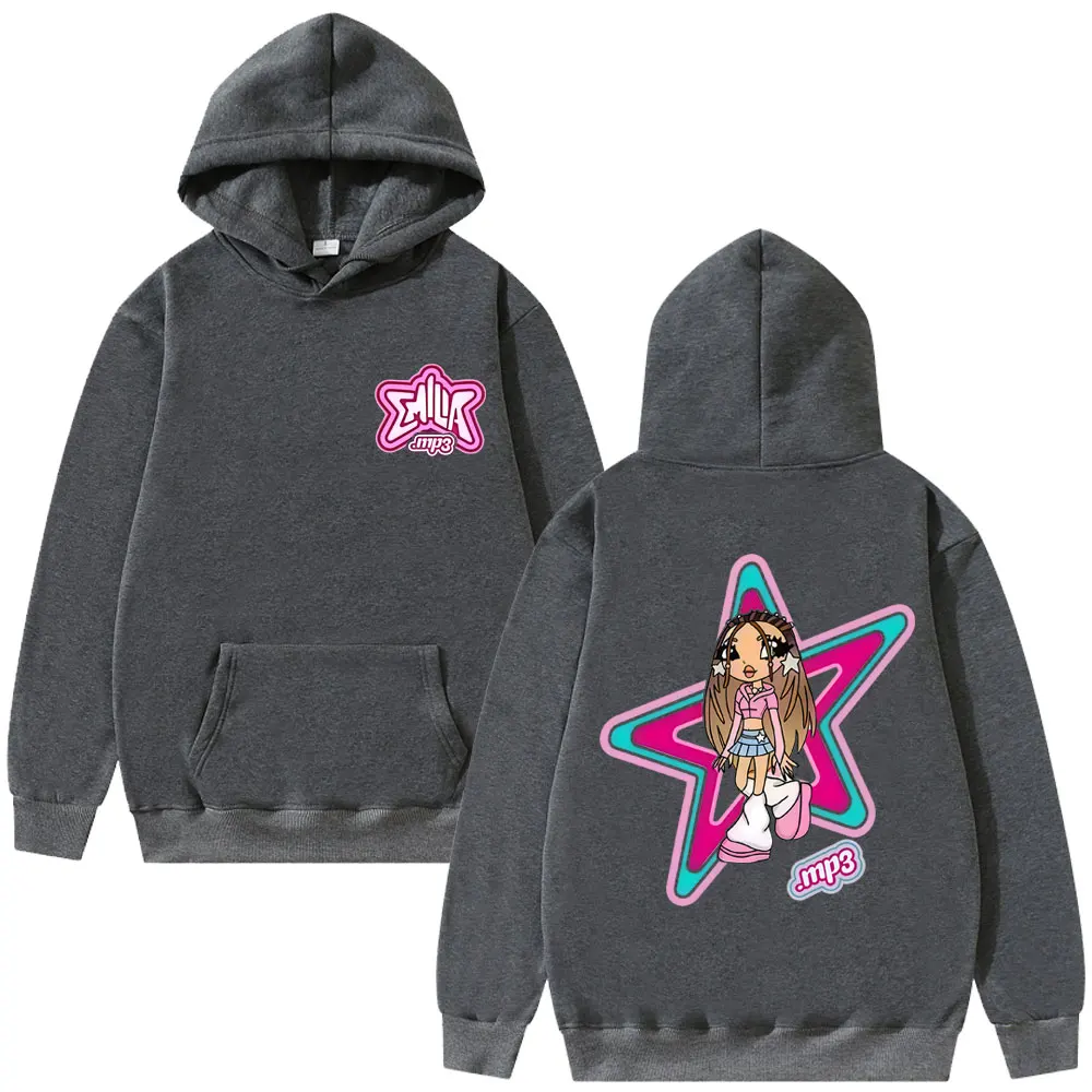 Sudadera con capucha con gráfico de dibujos animados de Singer Emilia Mernes MP3, ropa para hombres y mujeres, sudadera informal de moda, jersey de gran tamaño Unisex, sudaderas con capucha