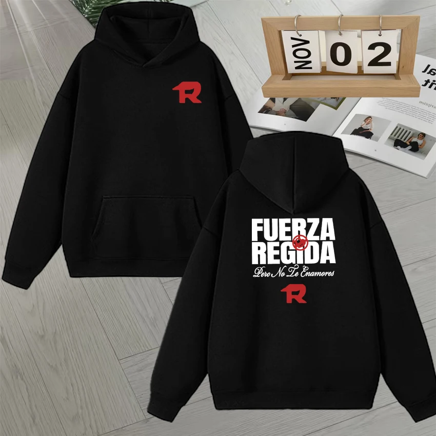 

Fuerza Regida "Don't Fall in Love" Tour Graphic Double Sided Print Hoodie Autumn Winter Long sleeve Fleece Men Women Sweatshirt