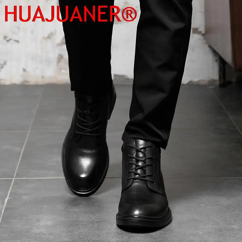 2026 Classic Comfortable Luxury Brand Motorcycle for Men Shoes Leather Ankle Winter Boots Comfortable Men Boots view 4