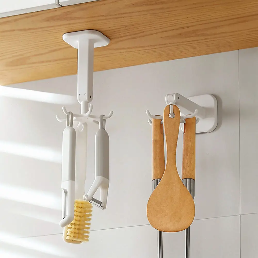 Rotating Wall Hook For LEYIX Kitchen Bathroom Organizer Adhesive Hanger Storage Rack Strong Load Bearing Utility Holder