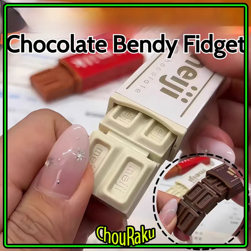 Fidget Toy Meiji Simulated Chocolate Bendy Snap-And-Play Stress Relief Jp Style Keychain Pendant Funny Gifts Hanging Ornaments