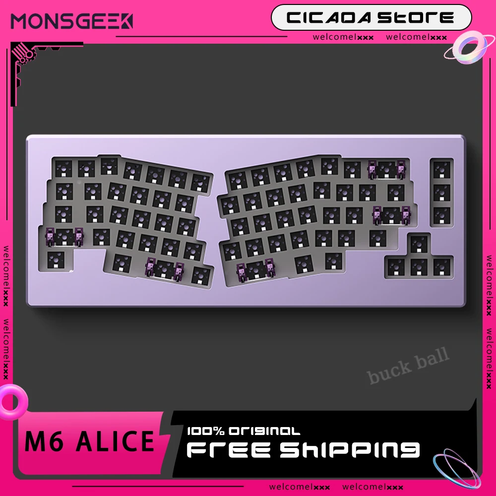 

Monsgeek M6 Alice Gaming Keyboard Kit Wired Aluminum Alloy Keyboards Hot-Swap Rgb Gasket Customize Mechanical Keyboard Kit Gift