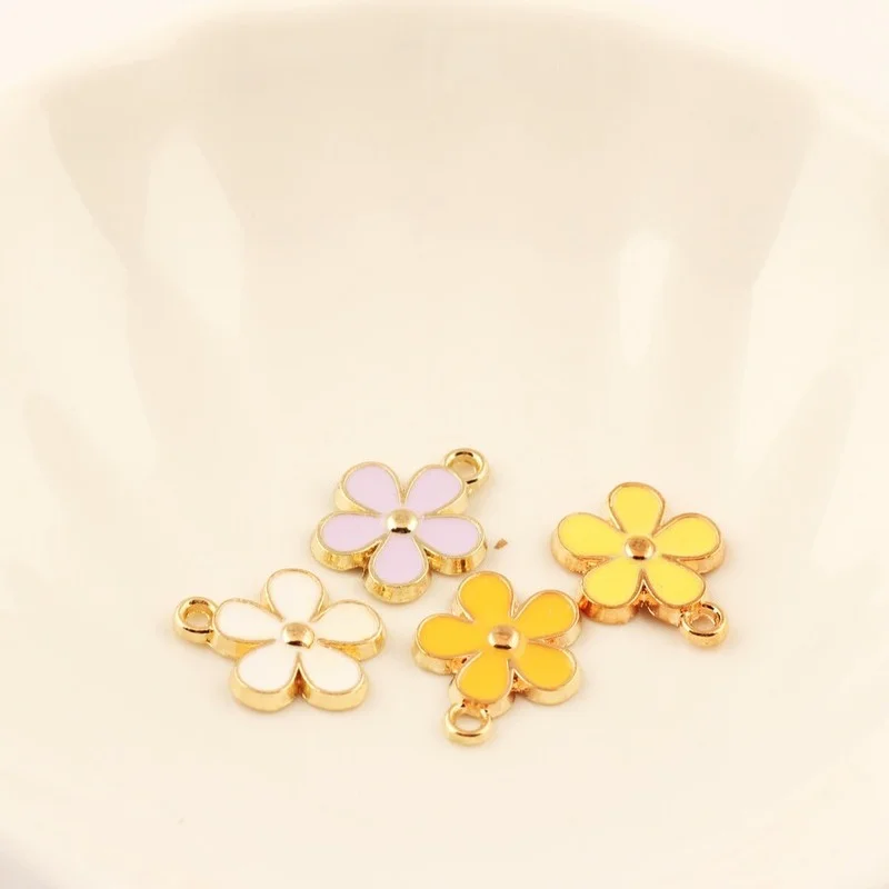 30PCS/Lot New Arrival Jewelry Flower DIY Pendants Charms Oil Drop Metal Alloy Bracelet Charm