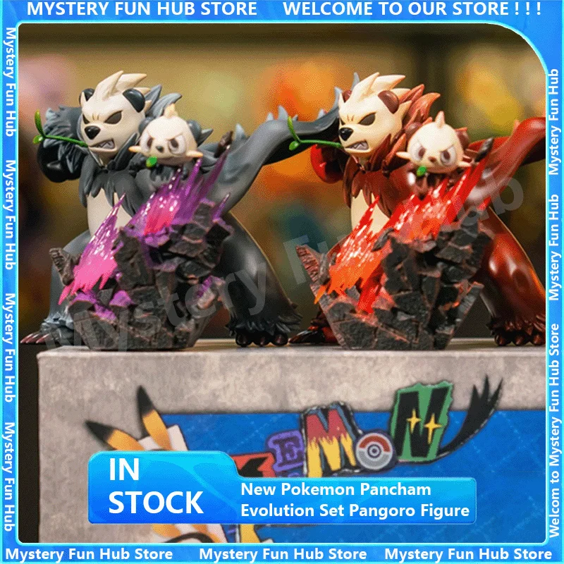新しいポケモンパンチャム進化セットアニメフィギュアパンゴロフィギュアオリジナルバリアントカラー-gk-モデルグッズ像誕生日おもちゃ
