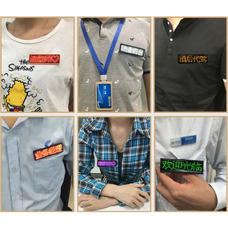 Rechargeable Bluetooth Digital LED Badge Insignia DIY Programmable Scrolling Message Board Mini LED Display LED Name Tag