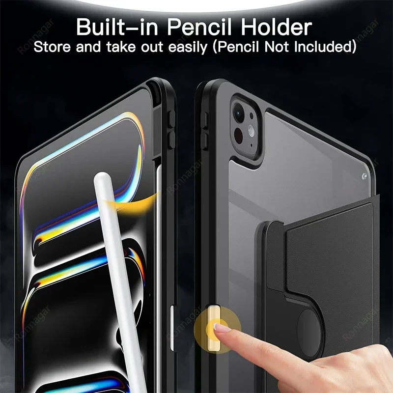 For iPad Air13 Inch Case 2024 M2 Pro13 M4 Cover Air11 Air 6th /10.9 Air5th 4th Gen iPad Pro11 M4 Rotating Protective Stand Cover