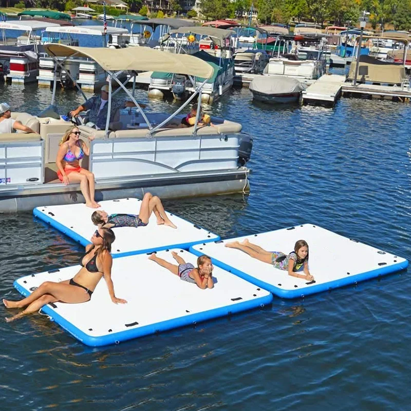 

Inflatable Floating Platform Dock Thickened Fishing Floating Island Outdoor Large Inflatable Floating Platform with Rope Ladder