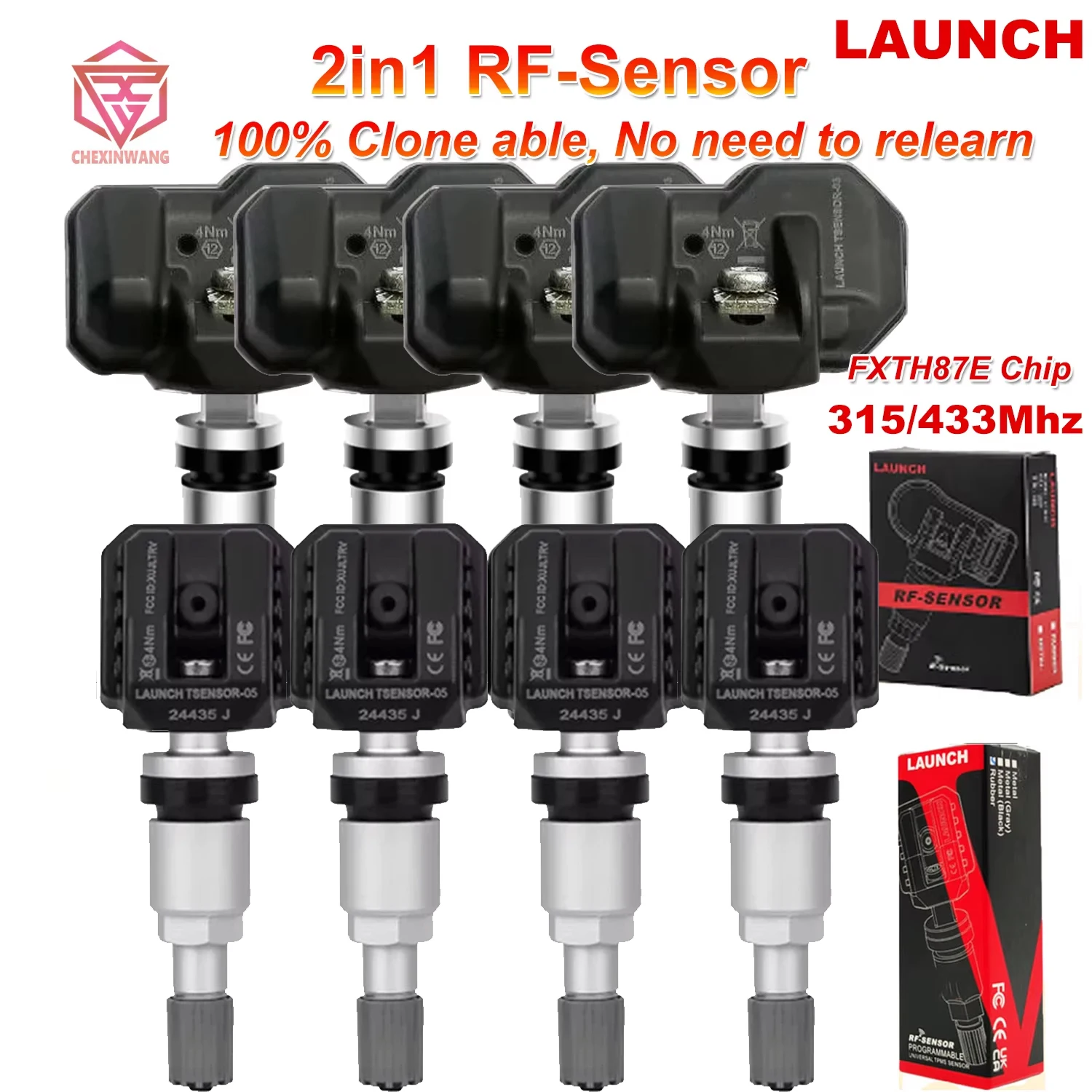 Запуск RF-SENSOR 2в1 Датчик TPMS 315 МГц 433 МГц Алюминиевый клапан Датчик TPMS Инструмент для ремонта шин Датчик контроля давления в шинах Prog