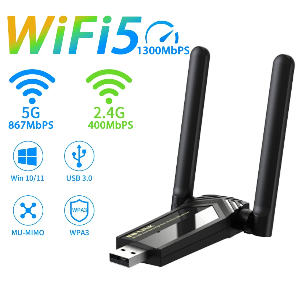 

Advanced BL- WDN1300H Long Range 1300Mbps Dongle Dual Band 5Ghz Network USB 3.0 Wireless WIFI Adapter