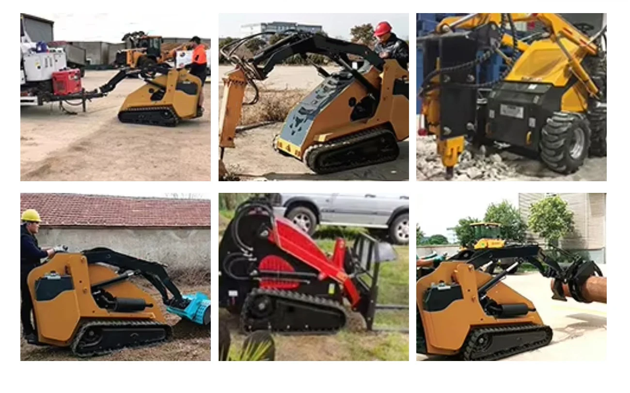 Maßgeschneiderter Mini-Skidsteer-Ständer aus China mit Anbaugeräten, Mini-Raupen-Kompaktlader mit Schiene – Detail 27