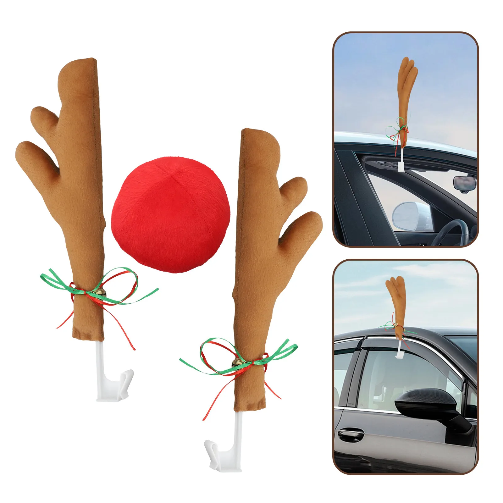Christmas Antlers Car Hanging Decor Soft Cloth Reindeer Ornament Durable Rust Free Festive Auto Decoration