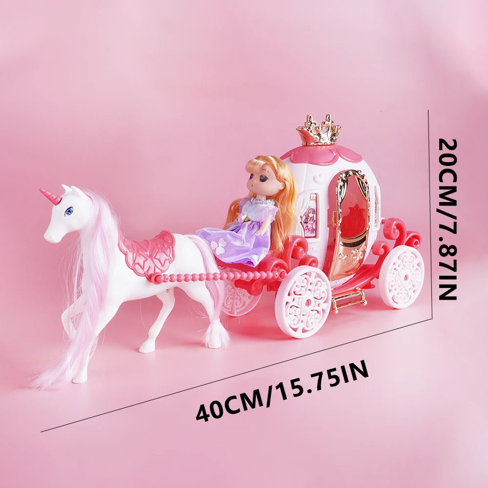 Mini carrello di zucca Principessa casa delle bambole Carrozza in miniatura Modello di mobili con luci Casa delle bambole Puzzle Accessorio da gioco Regalo per ragazza