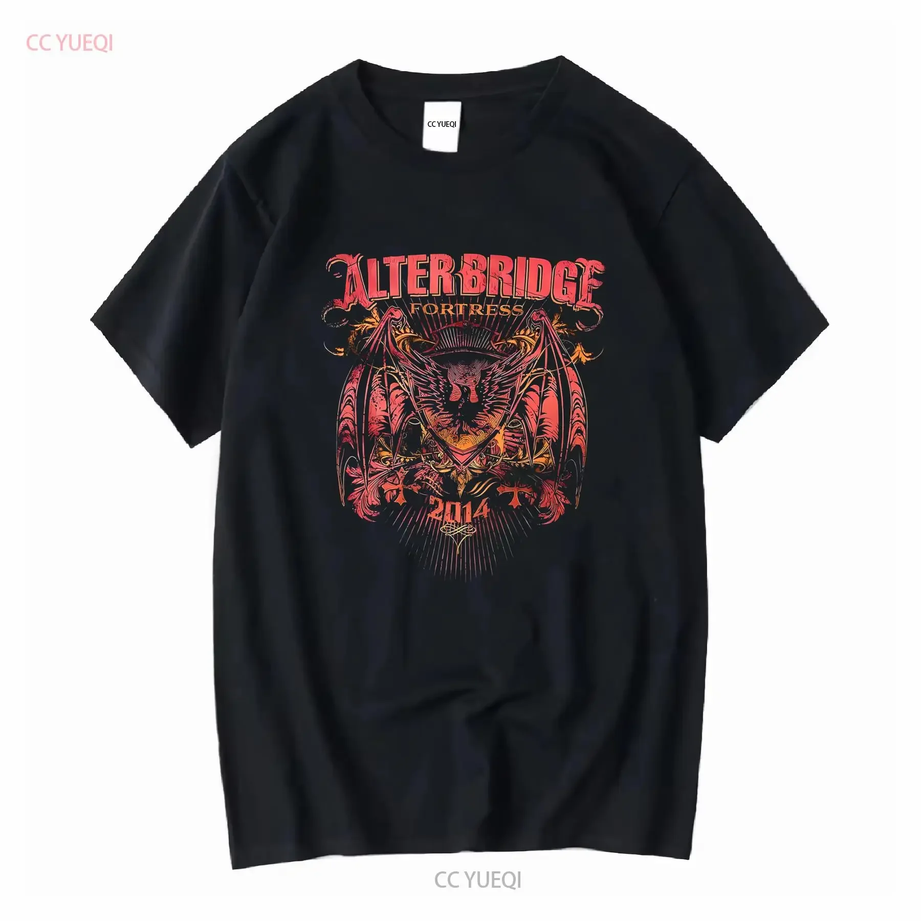Alter Bridge 'Fortress Batwing Eagle' Camiseta feminina preta nova vintage lavada confortável moda gráfica macia versátil