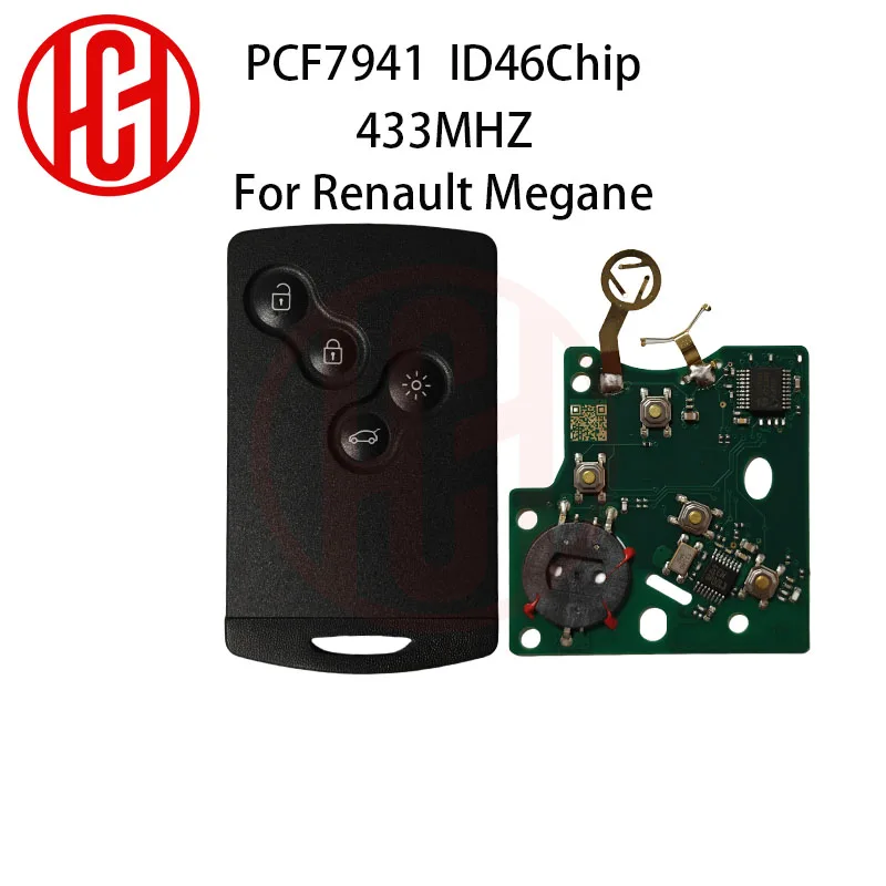 PCF7941 ID46 Chip 433Mhz 4 Buttons Smart Card Remote Key for Renault Megane 3 Laguna 3 Scenic 3 2009-2015 Car Key