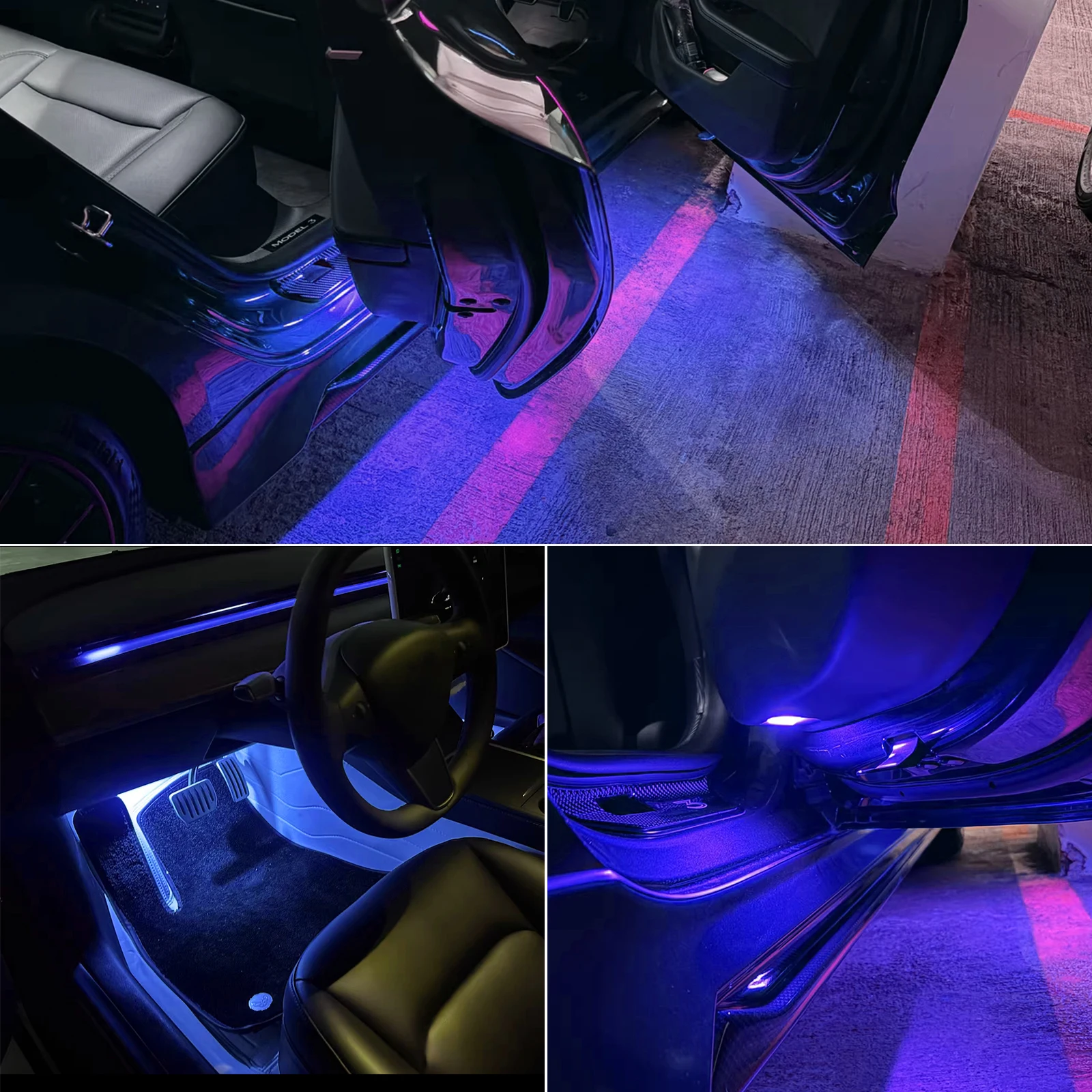 2Pcs Blue Courtesy Footwell Light Glove Box Trunk Luggage LED Car Interior Welcome Lamp Bulbs For Tesla Model 3 S Y X