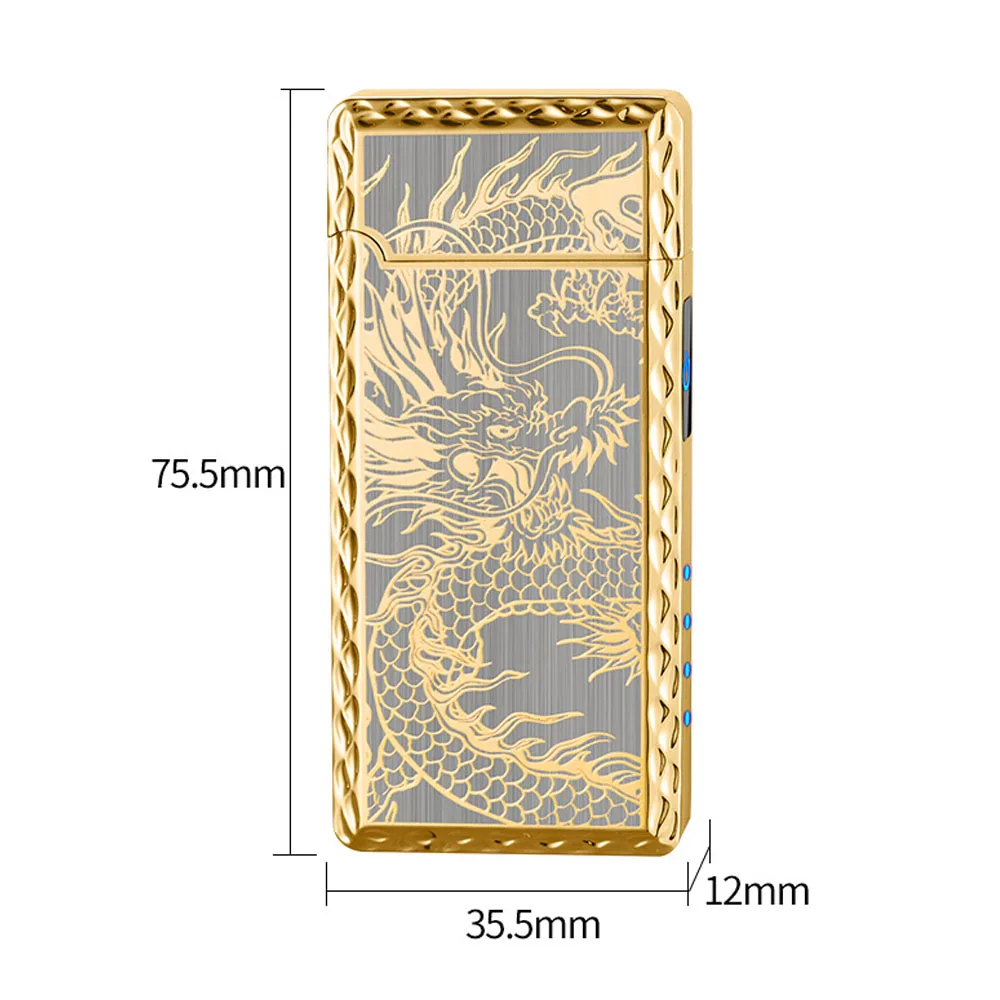 Gold Dragon Electric Lighter USB Plasma Dual ARC For Windproof Flameless Lighter Cool Gadgets For Men