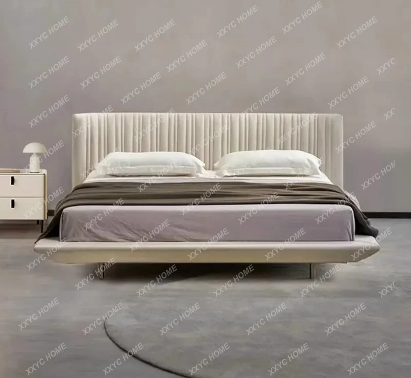 CX Disposable technology fabric modern simple 1.5 meter double bed solid wood light luxury master bed