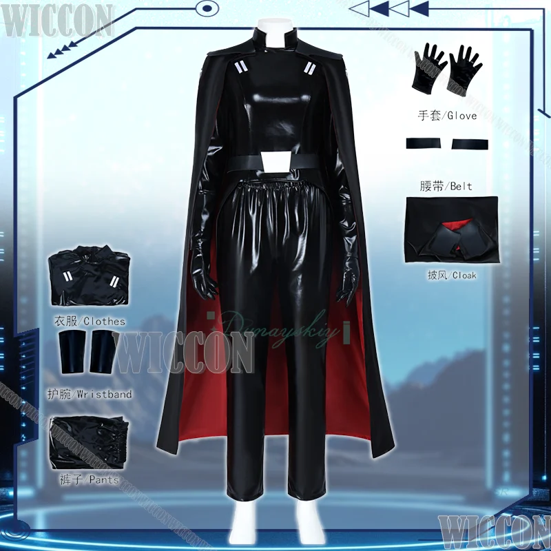 

Movie Sith Black Leather Jacket Cloak Cosplay Costume Woman Carnival Suit Halloween Party Handsome Fantasy Girl Comic Con Cos