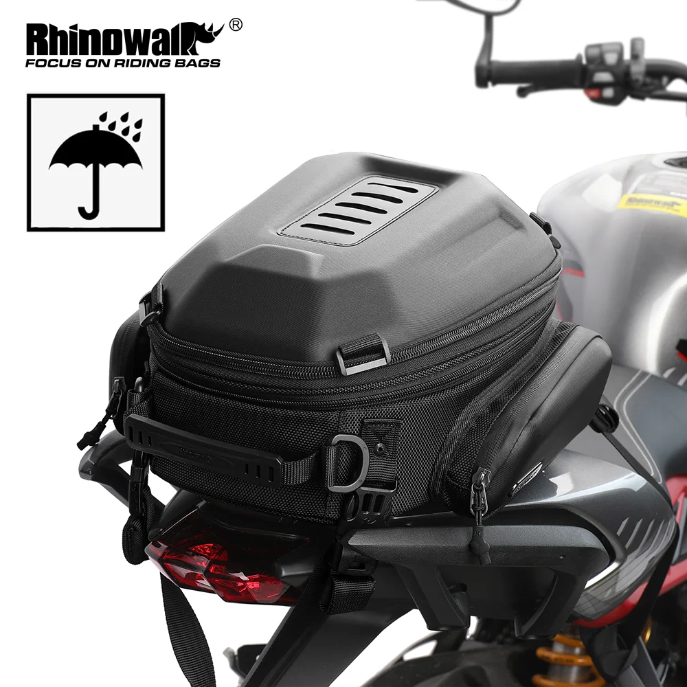 

Rhinowalk Motorcycle Bag Waterproof 12-18L Motocross Tail Back Seat Saddlebag Luggage Cycling Hard Shell Backpack With Raincover