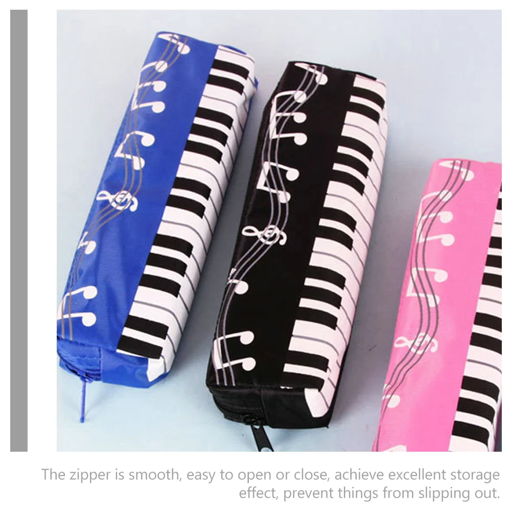 4 Pcs Zipper Aldult Miss Pencil Case Stand up Oxford Cloth Music Note Bag Portable Pouch