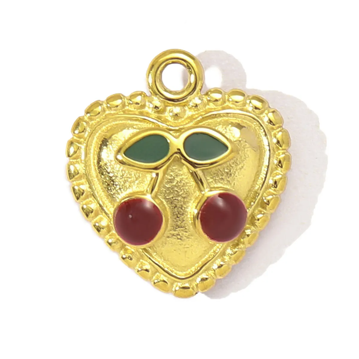 3pcs/lot Stainless Steel Enamel Crown Heart Cherry Croissant DIY Charms Women Smile Face Pendant Bracelet Necklace Make Jewelry view 5