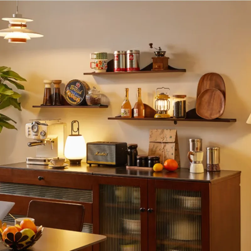 Jiayi solid wood wall rack baffle bookshelf wall display rack shelf background decoration kitchen seasoning rack