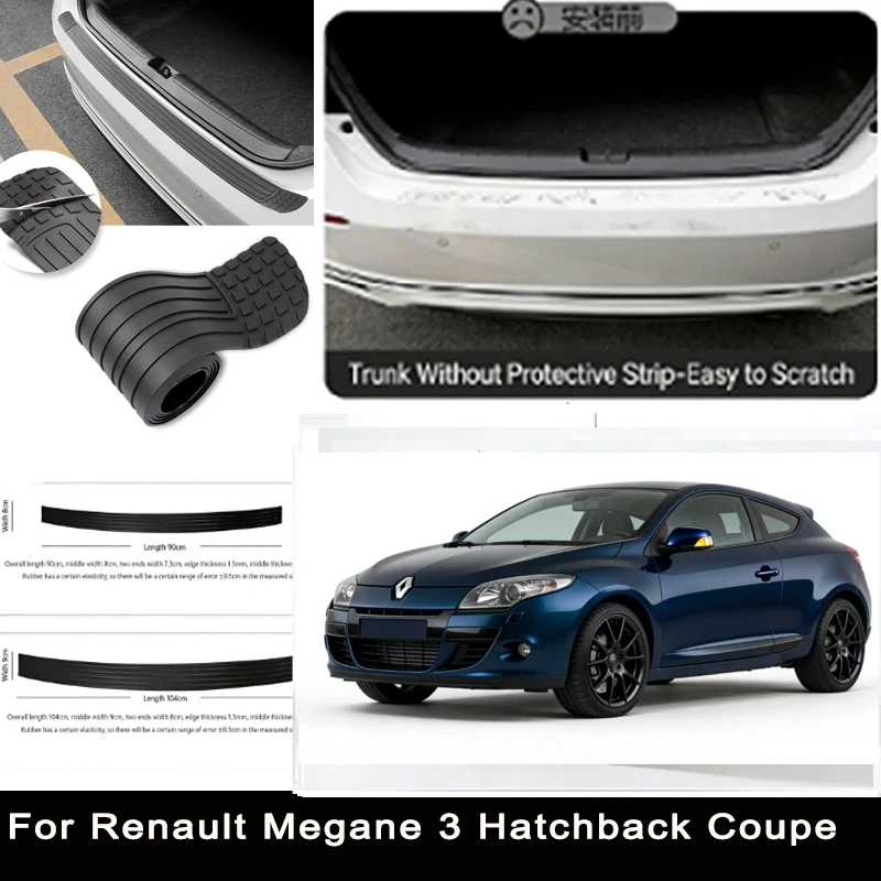 

For Renault Megane 3 Hatchback Rear Trunk Guard Plate Sticker Car Rear Bumper Trim Anti-Kicked Scratch Protector Sticker Strip