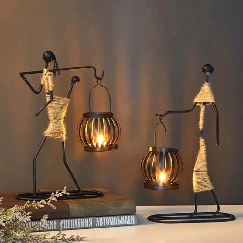 Abstrakte Charakter Skulptur Kerzenhalter Nordic Metall Kerzenständer Dekor handgemachte Figuren Home Dekoration Kunst Geschenk