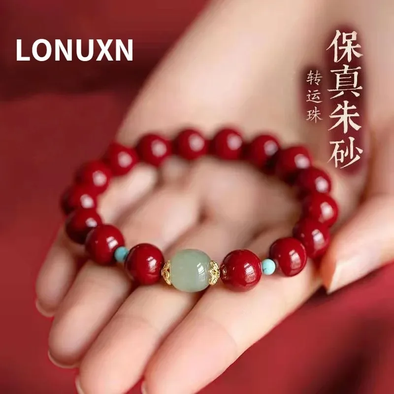 High Quality 18K Gold Plated 925 Sterling Silver Natural Jade High Content Emperor Cinnabar Bracelets Turquoise Women Jewelry