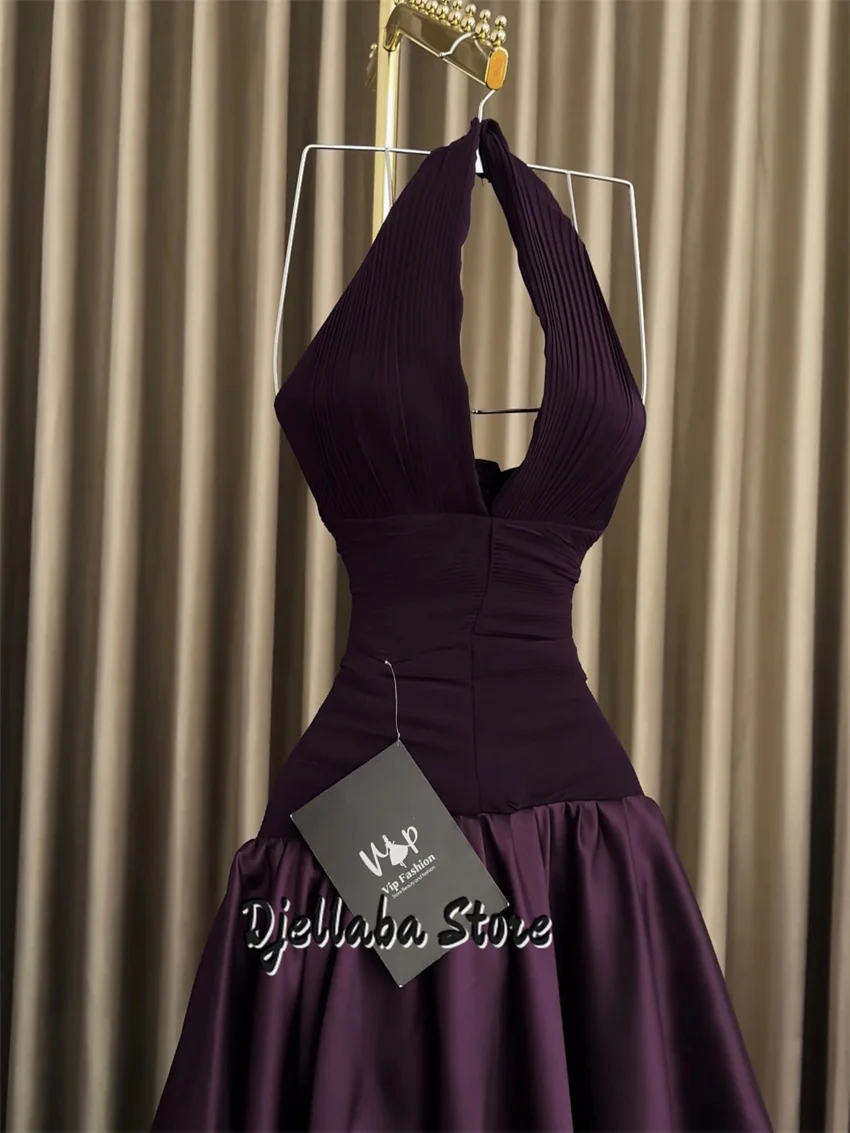 Luxo roxo halter vestidos de baile uma linha formal vestidos de festa feminino maxi vestidos de noite personalizados 2026