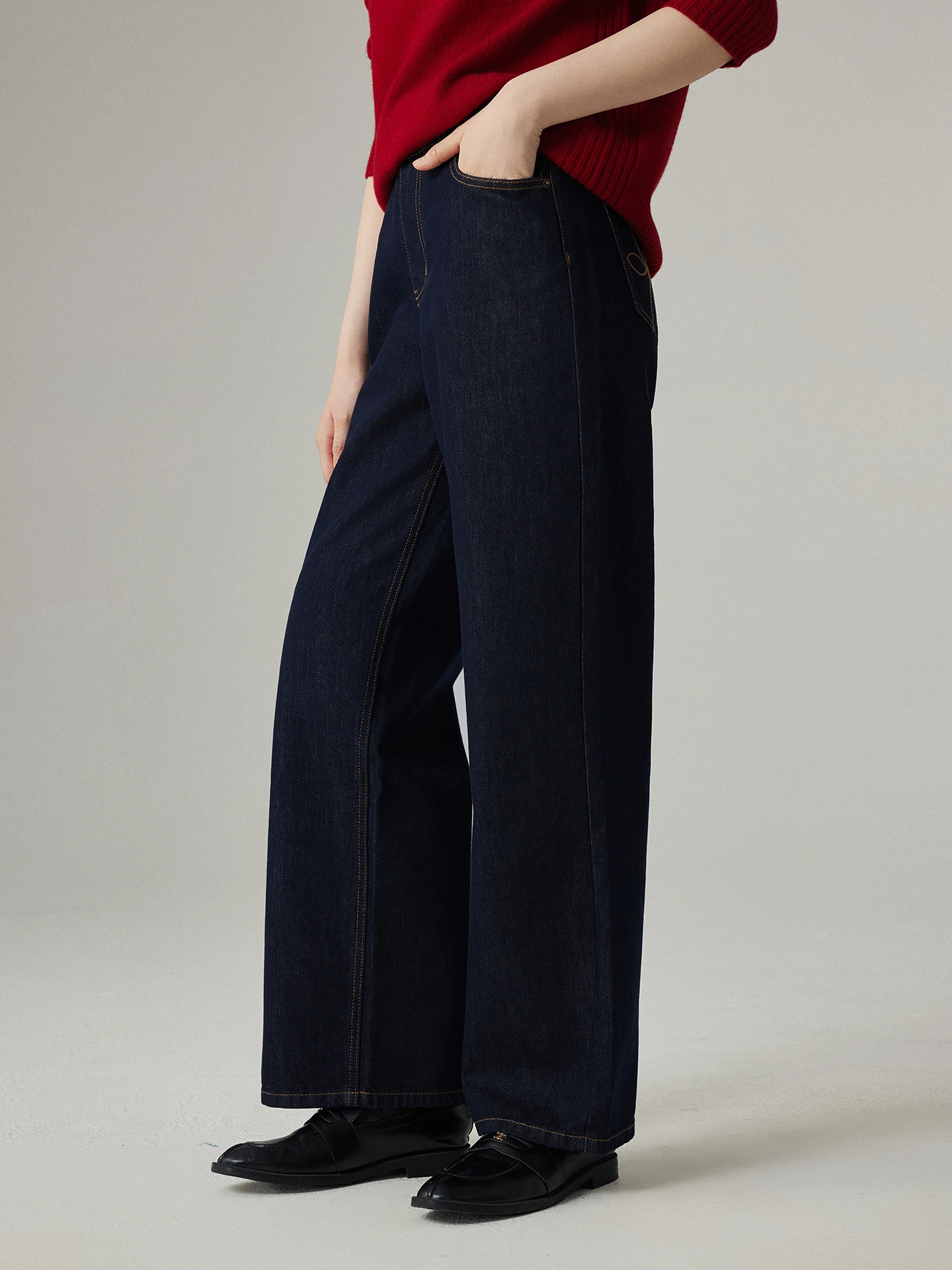 Classic Simple Casual High Waist Slim Straight Jeans Women's Fashion Cotton Stretch Denim High Waist Slim Fit Jeans
