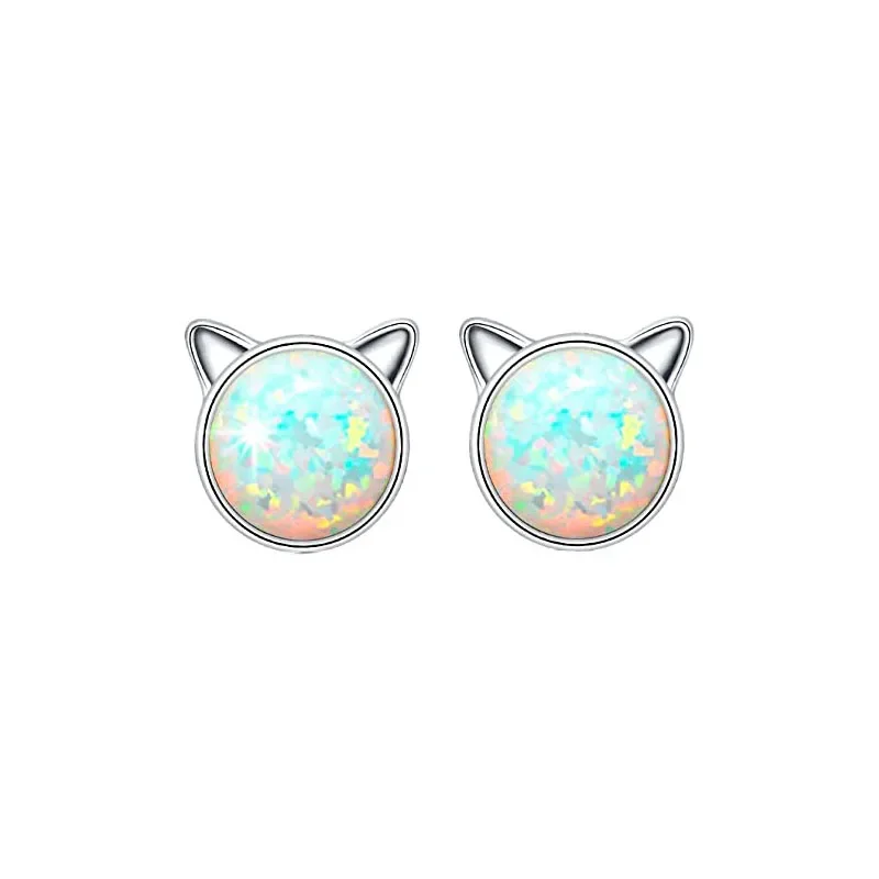 Xingyunday Rainbow Unicorn Star Stud Earrings for Kids Girls Colorful Zircon Animal Ear Stud Fashion Silver Color Jewelry Gifts