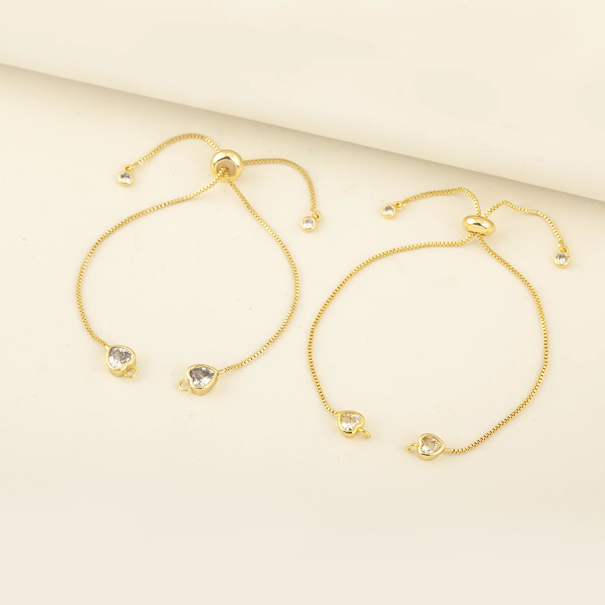 Nidin Hot Sale 3 PCS/Lot Heart Zircon Slider Bracelet For Women Female Parallel/Vertical Chains Adjustable Jewelry Accessories