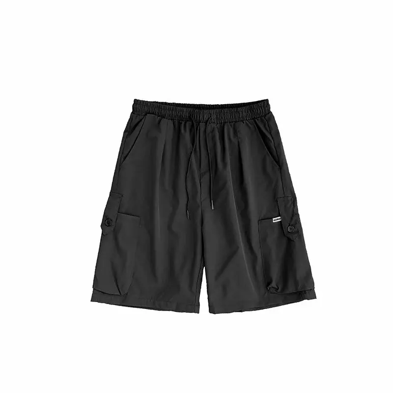 Corredor casual masculino Mulit-Pocket, calça na altura do joelhoShorts masculinos, bermuda com cordão esportivo, solto Harajuku Y2k ruas, verão