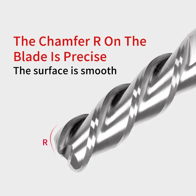 Fresa per raggio angolare in carburo Chowmaster 3F non rivestita R Bullnose fresa in carburo di tungsteno per utensili da taglio CNC in alluminio