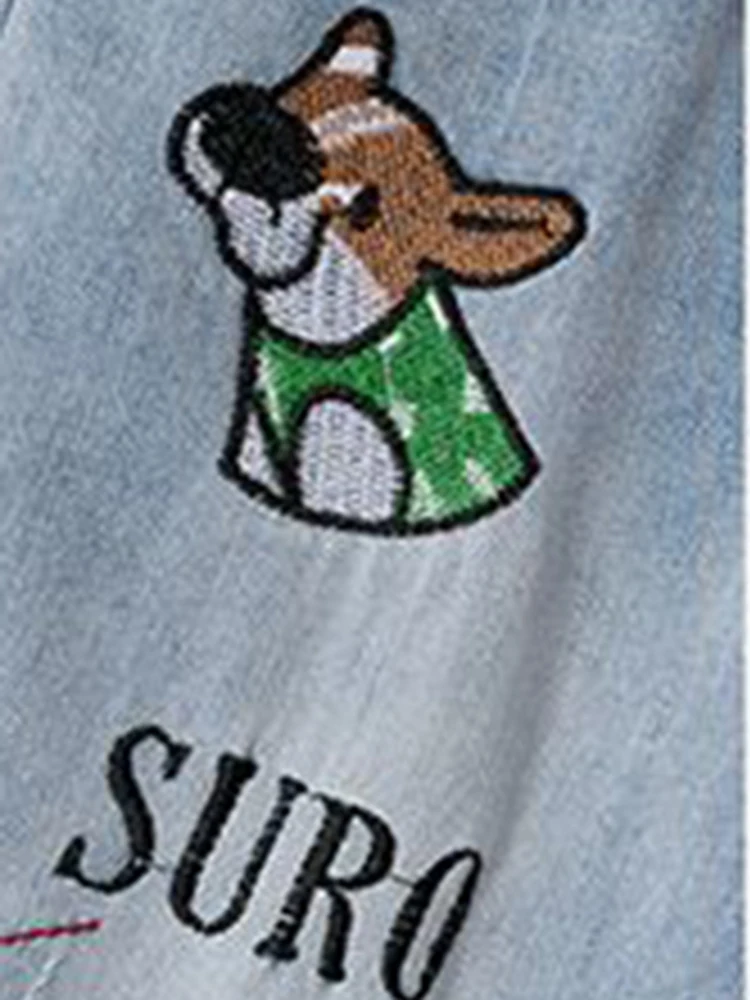 Cartoon Verwikkeld Harem Jeans Baggy Enkellange Denim Broek Veteraan Spodnie Rechte Gescheurde Vaqueros Hoge Taille Jeansy Big Size