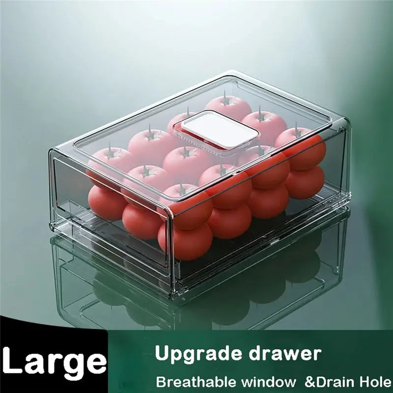 ABHU Drawer Refrigerator Storage Box, Stackable Refrigerator Storage Box, Kitchen Cabinet Fresh Storage