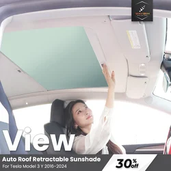 Tesla Sunshade For Model 3 y 2017-2024 Roof UV Protection Scroll Shade M3 Highland Car Sun Visor insulation Retractable Parts